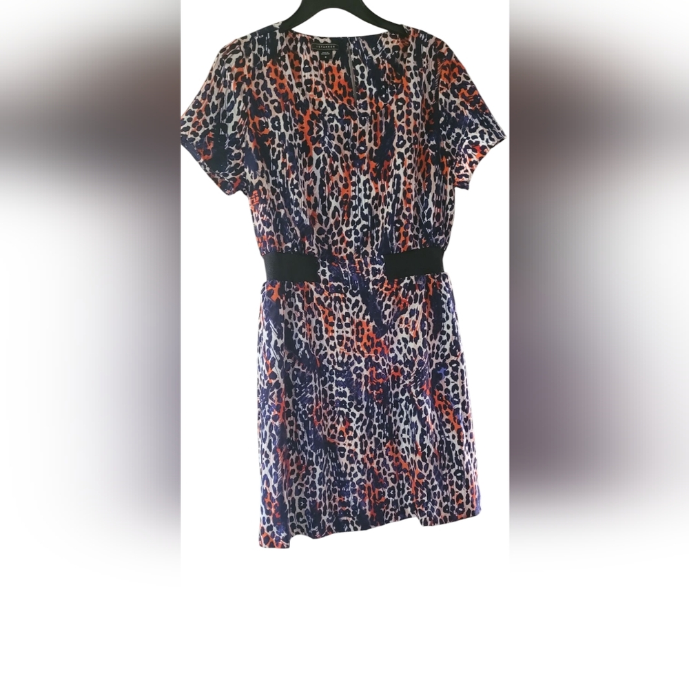 Metaphor Orange Black Tie Front Mini Dress